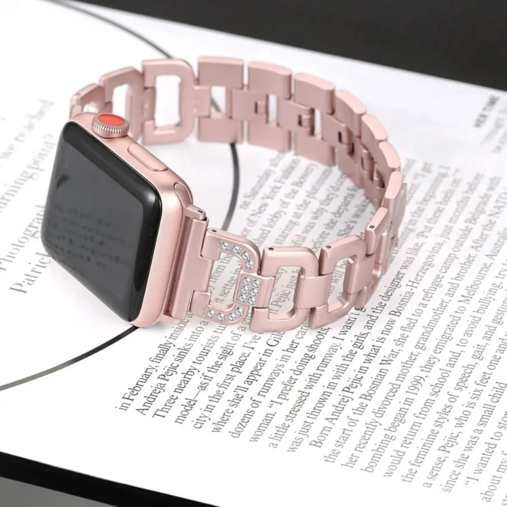 Apple Watch Bling Sparkle Women’s Dressy Band D-link in Rose Gold